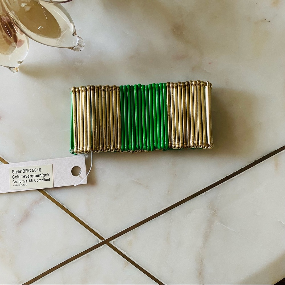 NWT Rare AMRITA SINGH Sylvana CHIC WATERFALL Bracelet in Evergreen and Gold - Picture 5 of 9